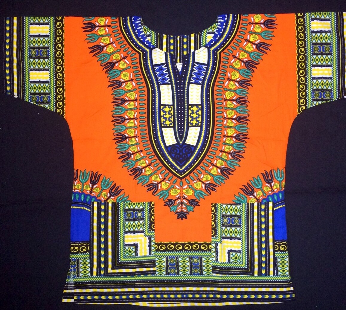 African Shirt Dashiki Print Men Women Succunct Hippie Top Sz M OG 100%Cotton