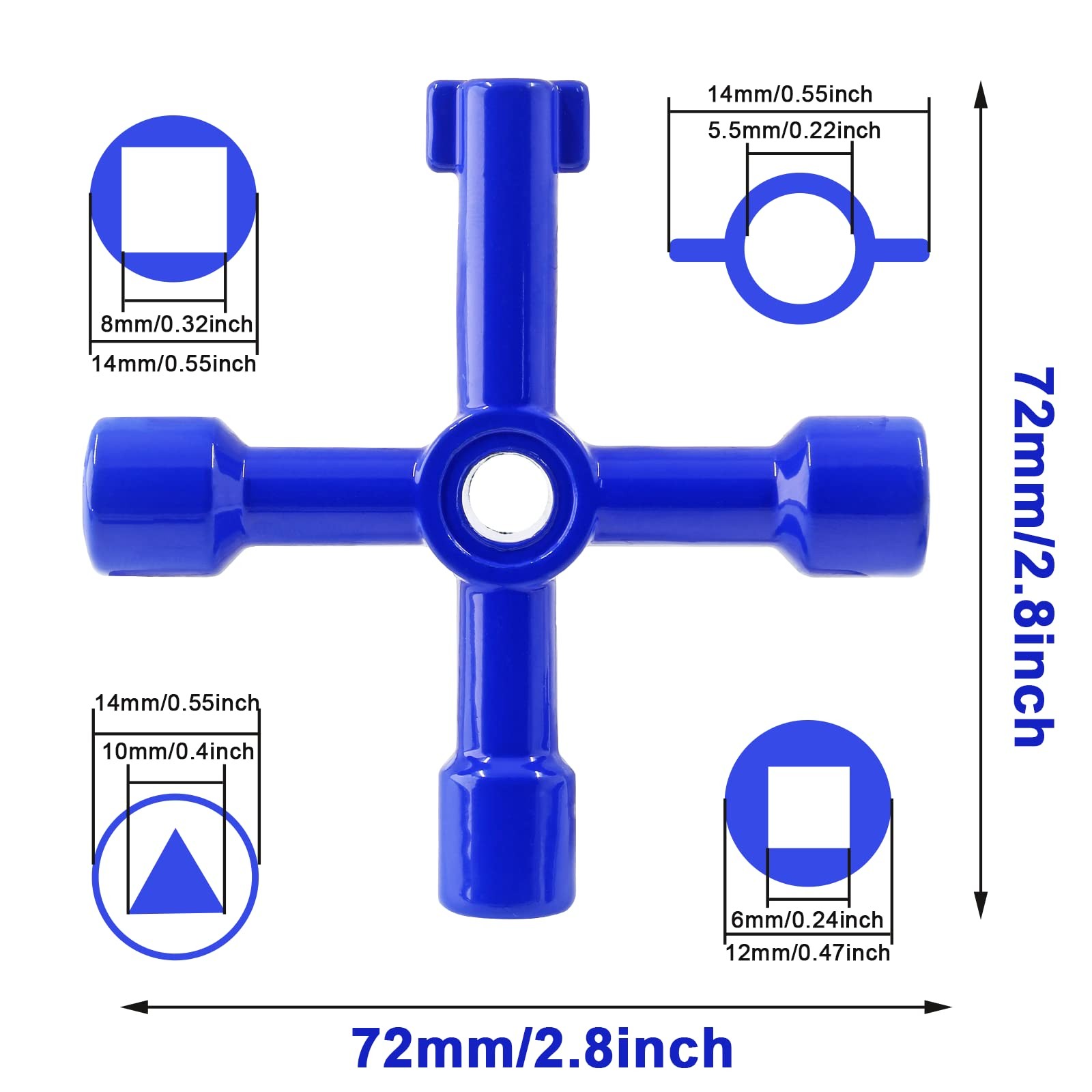 3Pcs 4-Way Multi-Functional Utilities Key Electric Cabinet Keys Triangle Squa...