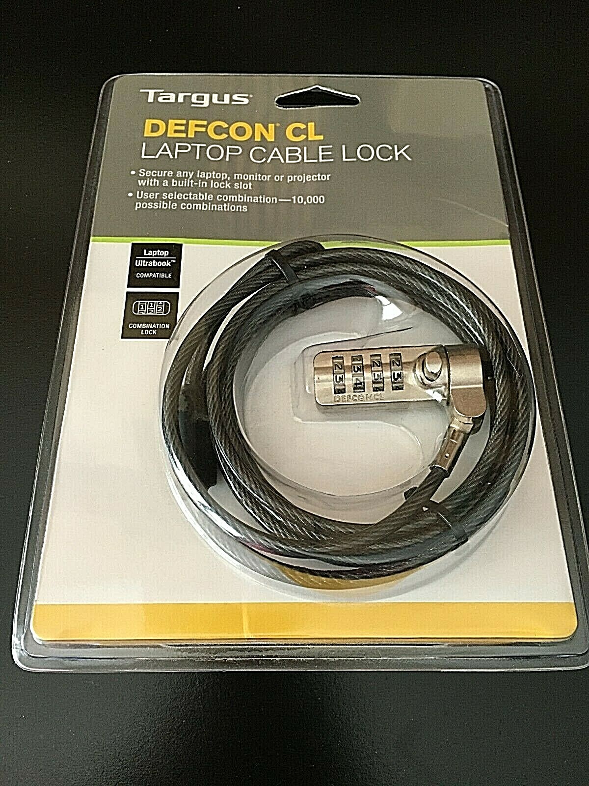Targus Laptop Cable Lock Defcon CL Combination with Security Base