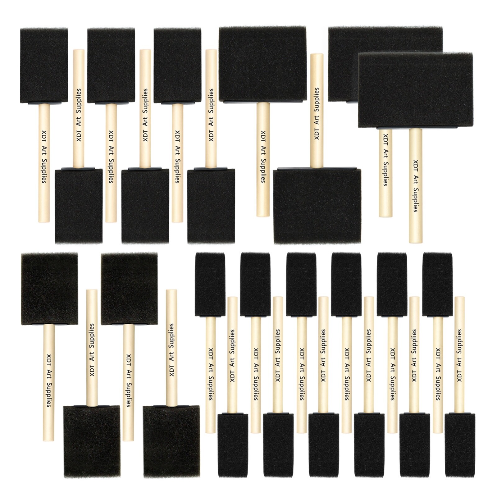 XDT Art Supplies Foam Paint Brush 26 Pc Set 1“+1.5”+2“+3”+4“