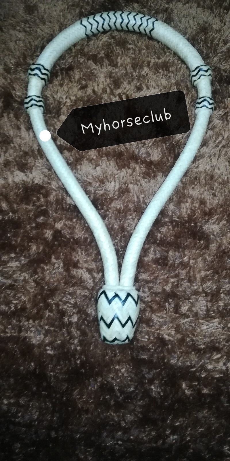 WESTERN HORSE TACK BOSAL BRAIDED RAWHIDE IN BLACK WHITE PLATED