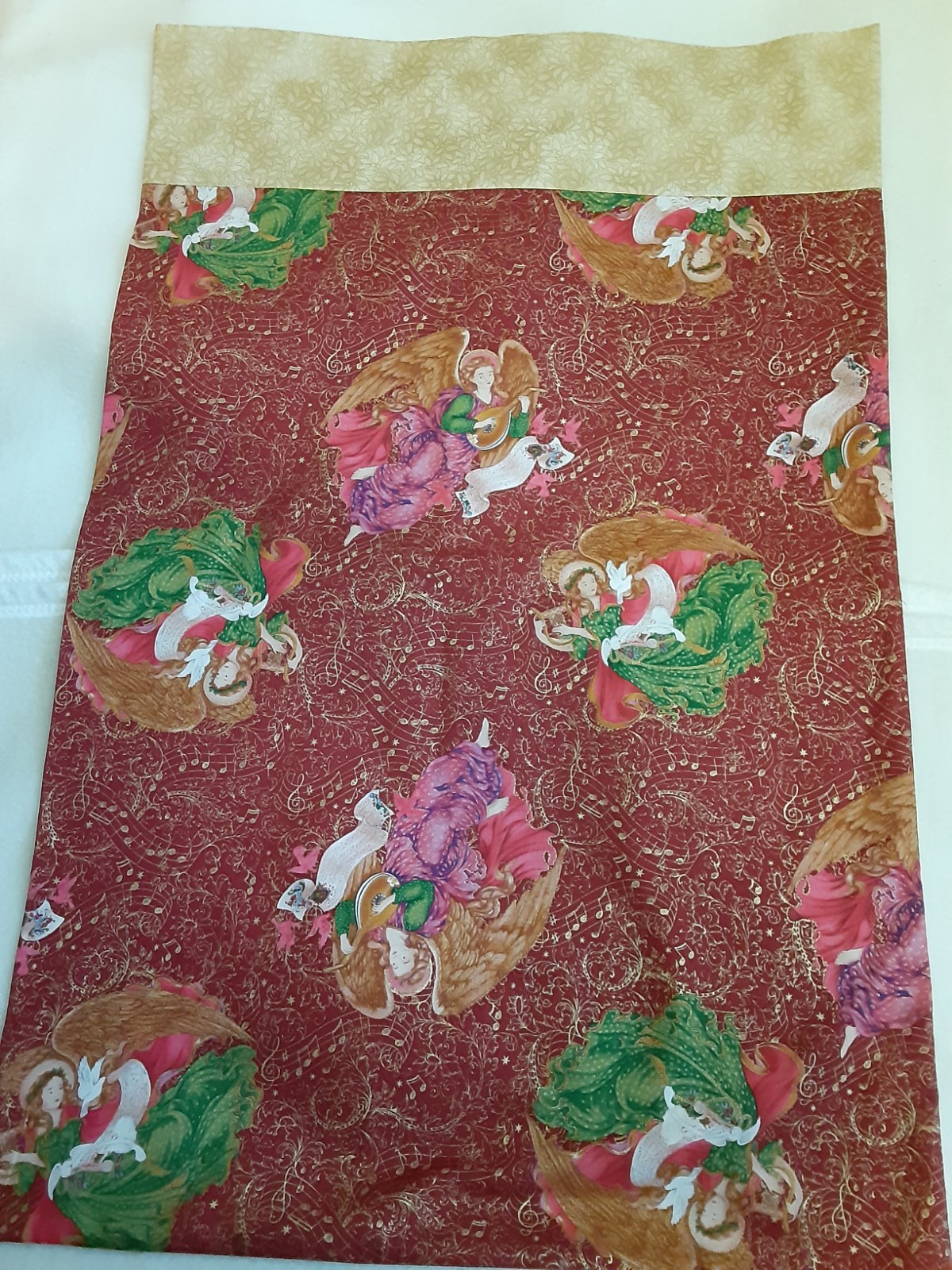 Christmas Pillowcase Standard Sz Handmade NWOT Music Cotton Handsewn in the USA