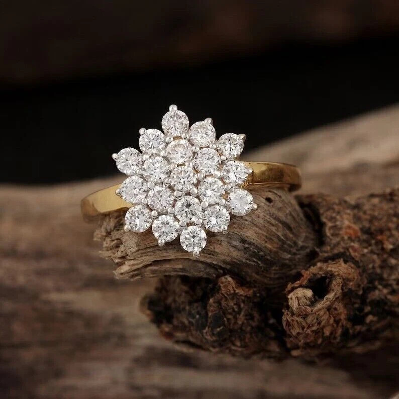 2.60Ct Round Cut VVS1 Diamond Lab-Created Engagement Ring 14K Yellow Gold Plated