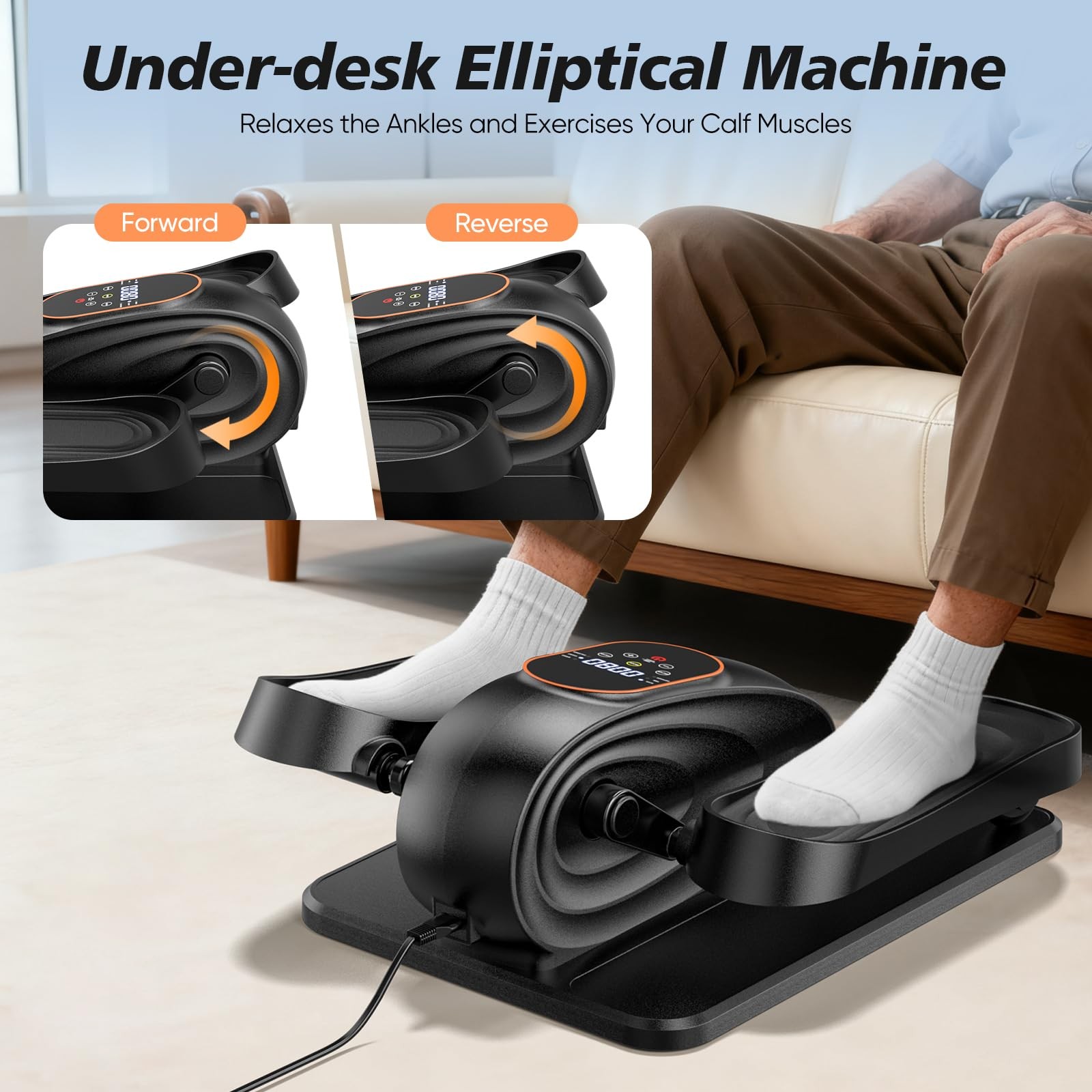 Under Desk Elliptical Machine for Senior, Quiet Motorized Leg Exerciser with ...