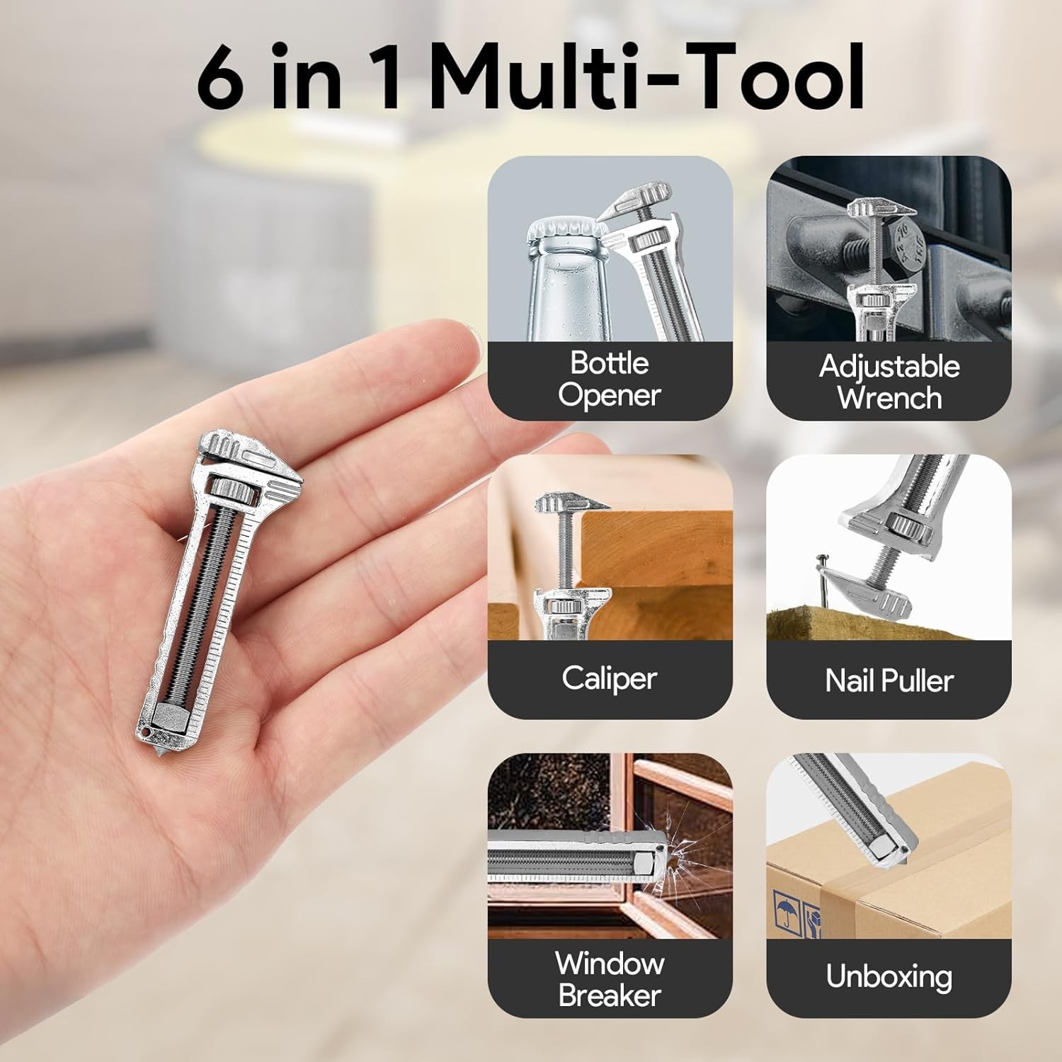 2Pcs Compact Titanium Multitool Alloy Everyday Multi Functional Wrench Spanner