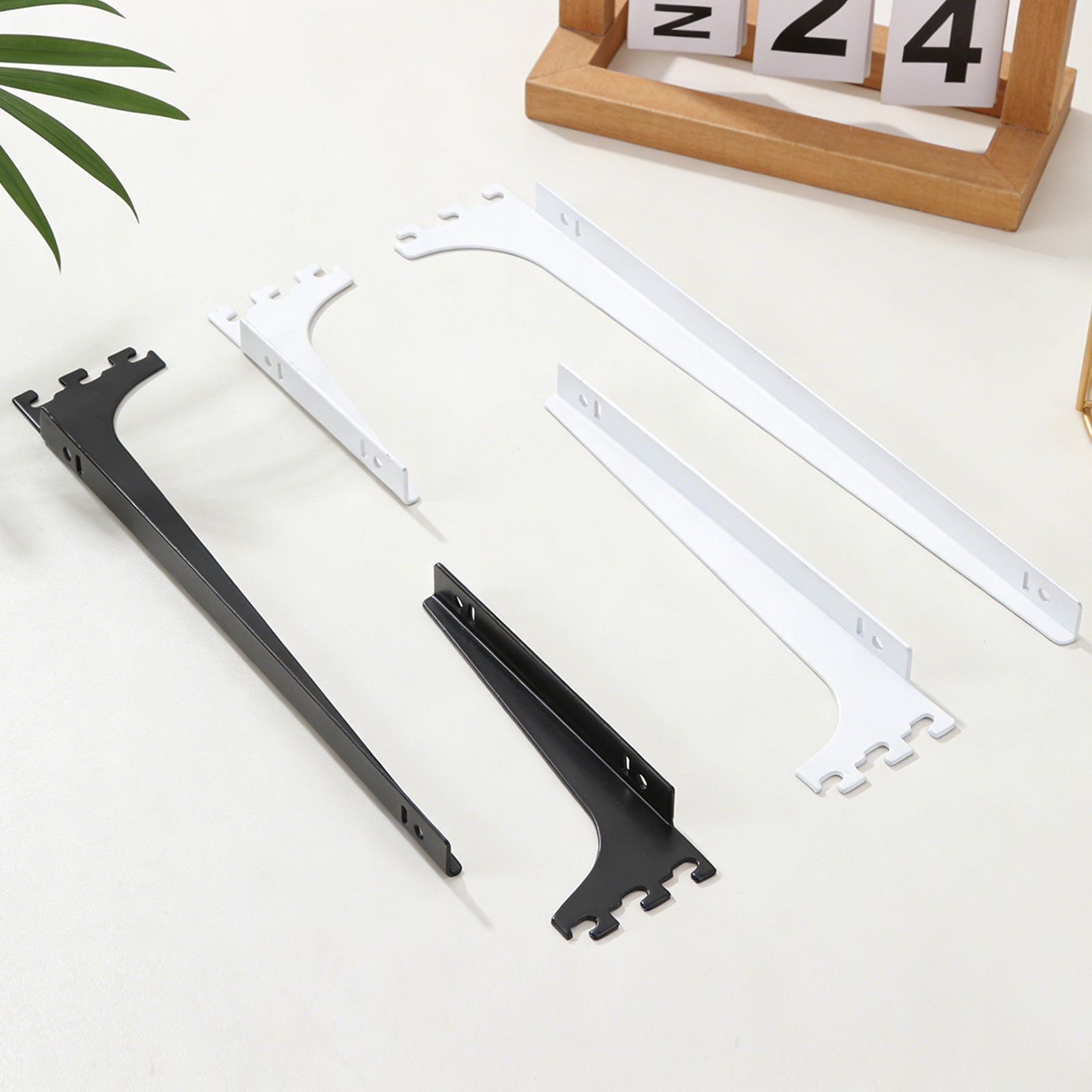 2Pcs Adjustable Shelf Brackets, 15.7" 2.3mm Upright Bracket Shelf Bracket, Black