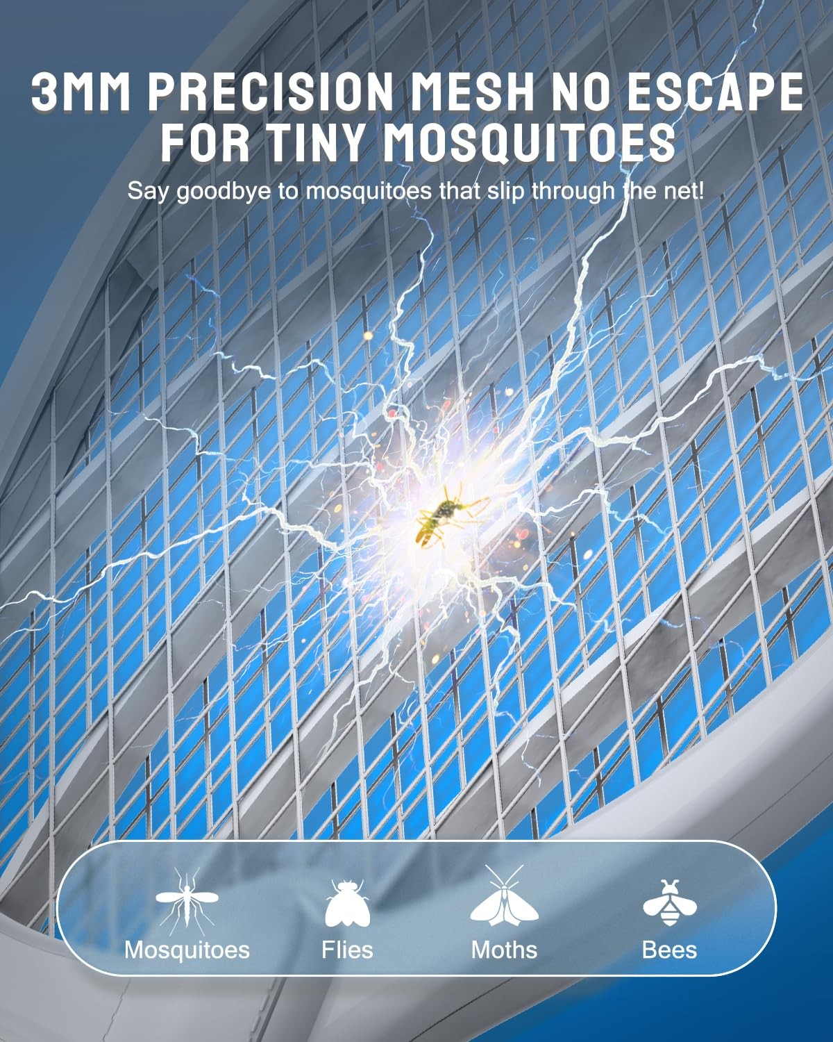 Mosiller Electric Fly Swatter, 3800V Handheld Bug Zapper Basic 1 Pack, Gray