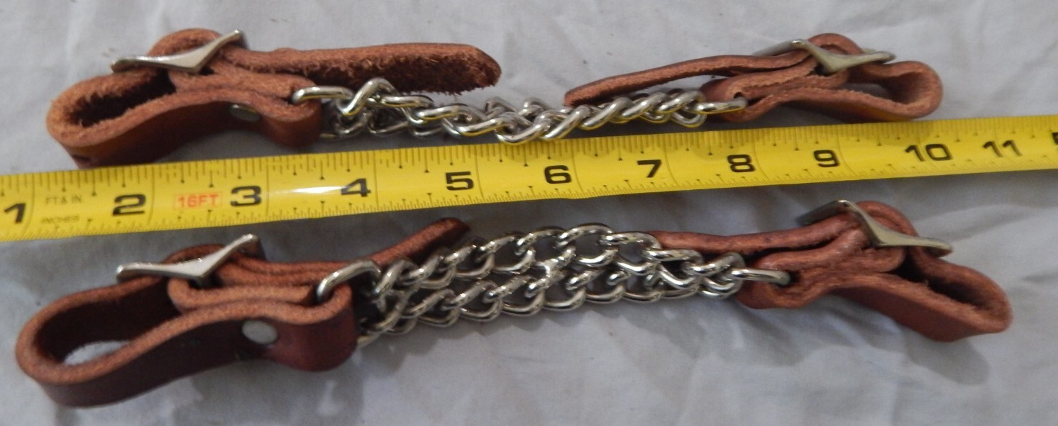 Double Flat Link Chain Curb Strap Heavy Cowhide Brand New