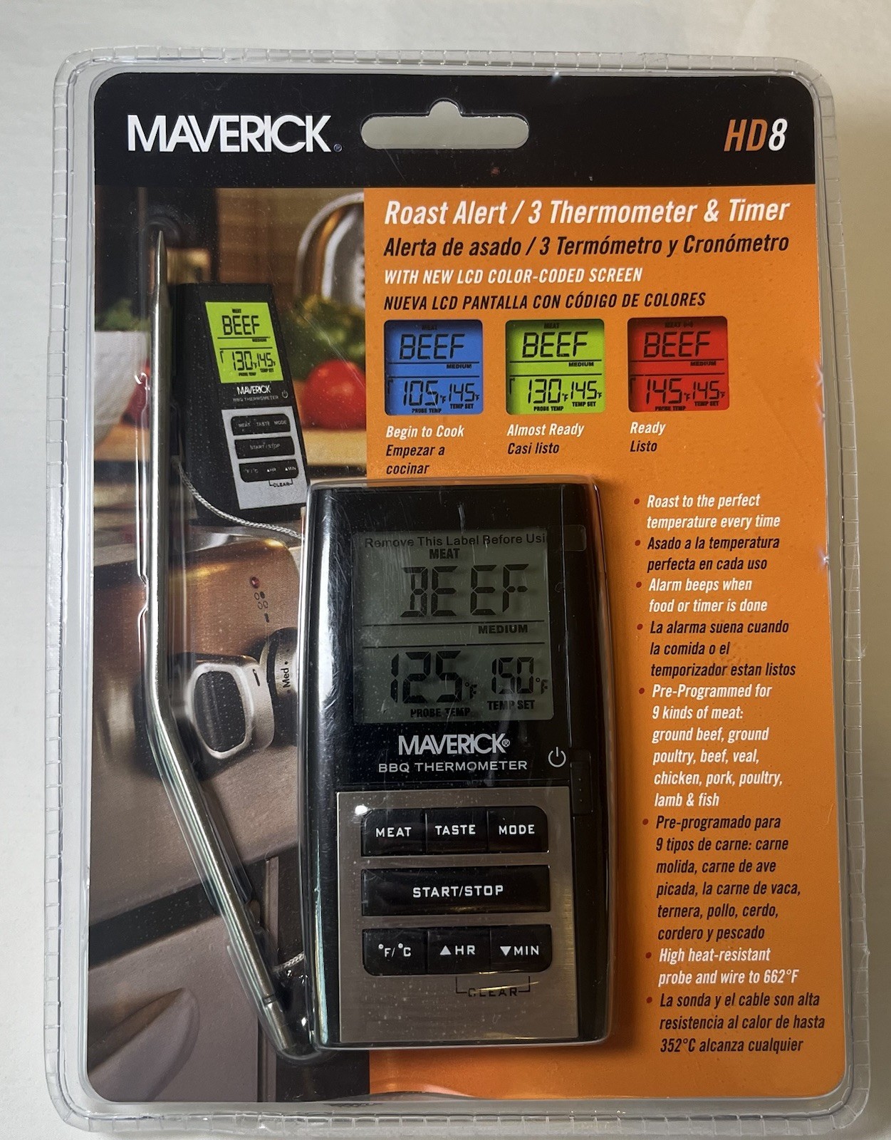 New Thermometer & Timer HD8 Maverick BBQ Grill Roast Oven Digital Roasting