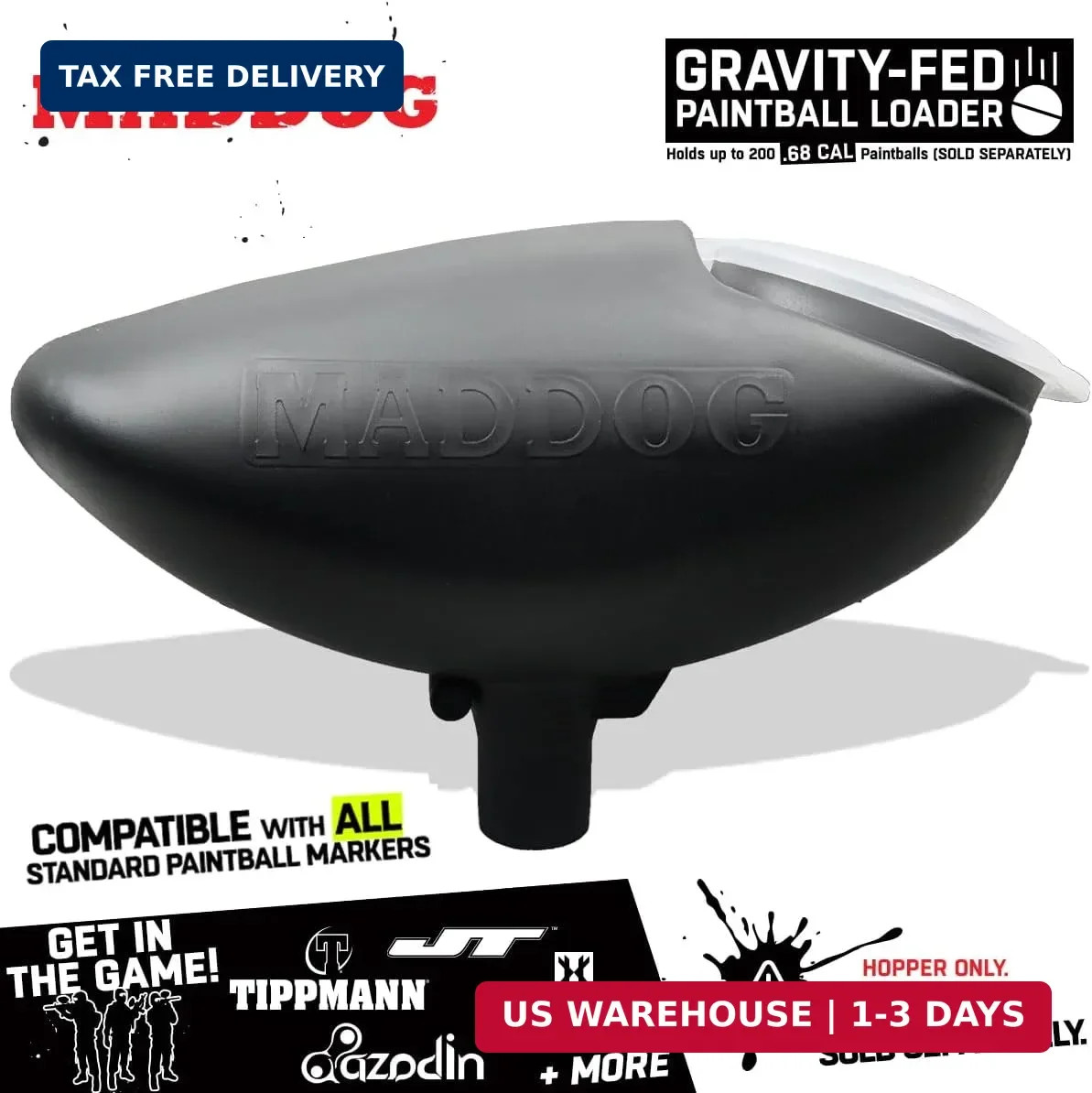 200 Round Paintball Loader -.68 Cal Gravity-Fed Hopper | Universal Paint