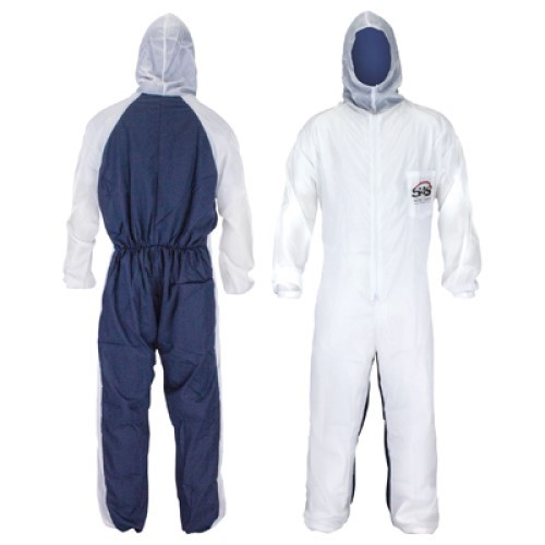 SAS Safety 6938 Moonsuit Nylon/Cotton Coverall, Large, White, Hooded