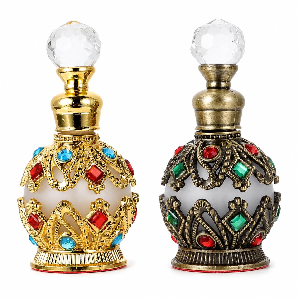 IMIKEYA 2 Pack Vintage Refillable Glass Perfume Bottles 15ml - Crystal Inlaid...