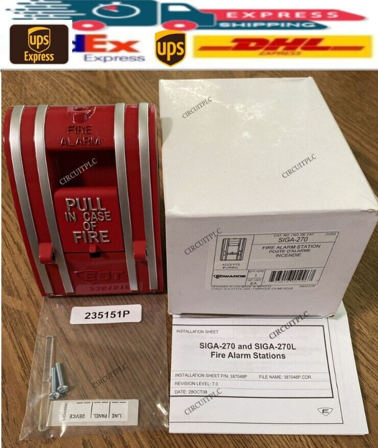 EDWARDS SIGA-270 FIRE ALARM MANUAL PULL STATION ADDRESSABLE METAL CASE