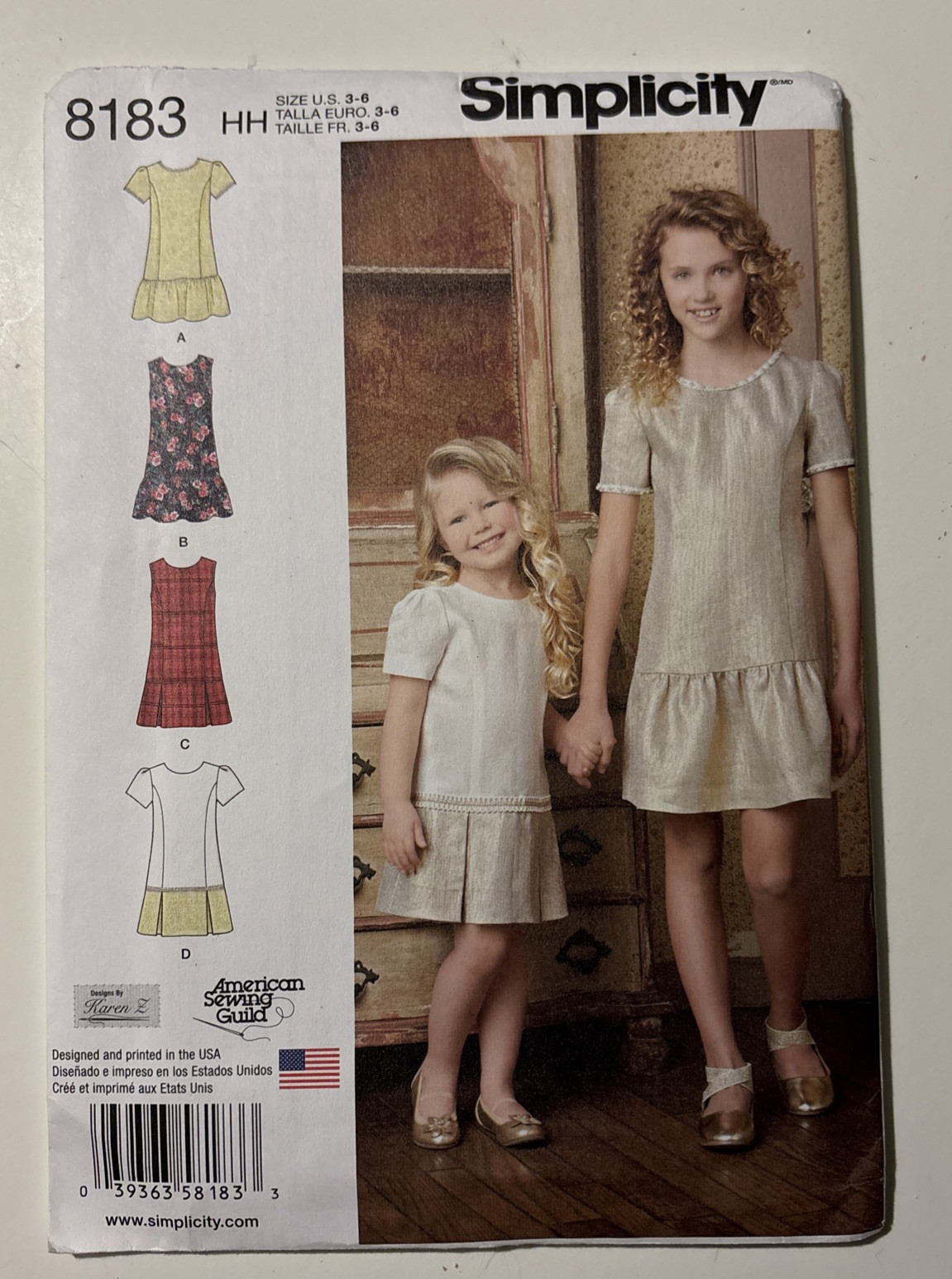 Simplicity #8183 Girl's & Child's Dresses or Jumper w/Skirt Sewing Pattern