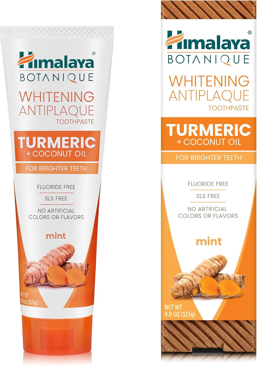 Botanique Whitening Antiplaque Toothpaste, Mint Flavor with Turmeric & Coconut O