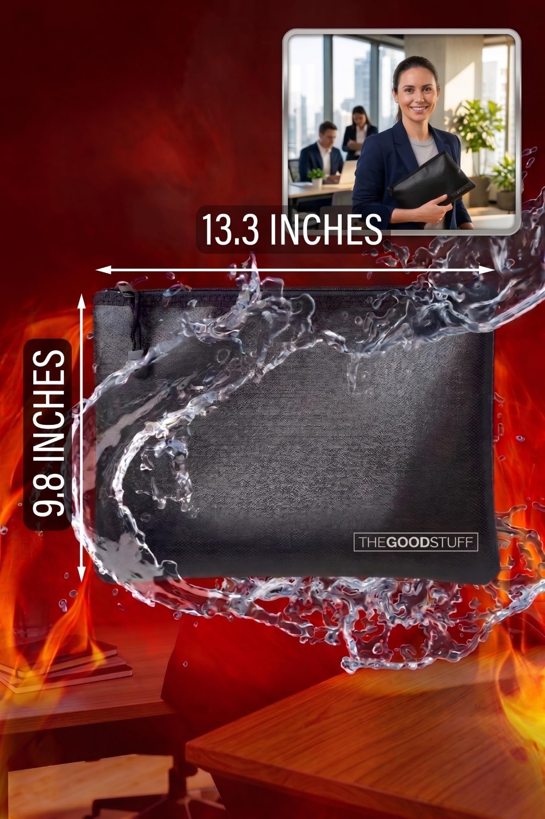 Fireproof Waterproof Money Bag & Document Holder - Secure Storage for Cash, Pape
