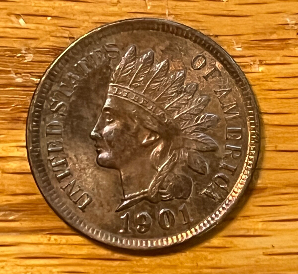 1901 Infian cent , choice uncirculated- lusterous Brown /  little red