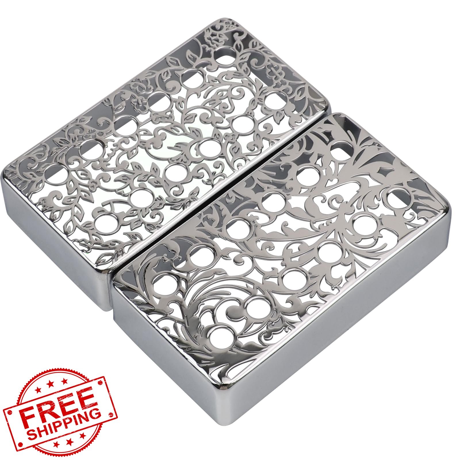 OVSAL 2 Chrome Humbucker Pickup Covers Brass 50/52mm LP