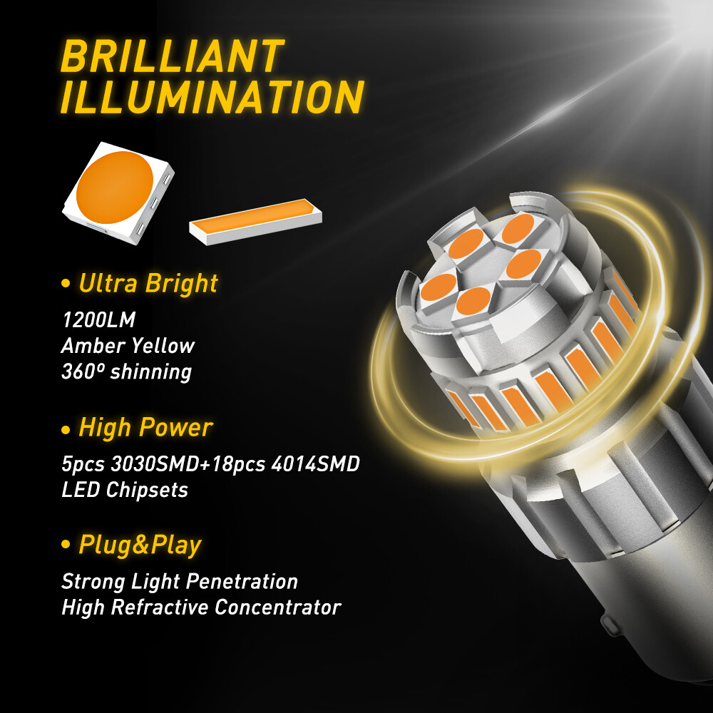 AUXITO 1156 7506 LED Turn Light Signal Amber Flash Canbus Error Free 2F 2/10x
