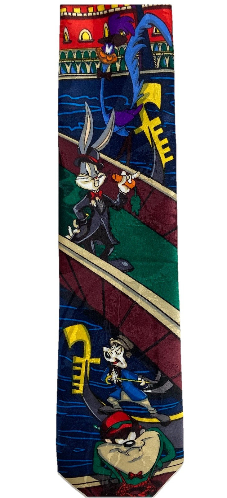 Vintage 1994 Looney Tunes Mania Tie Venice Bugs Taz Road Runner Pepe (See Pics)