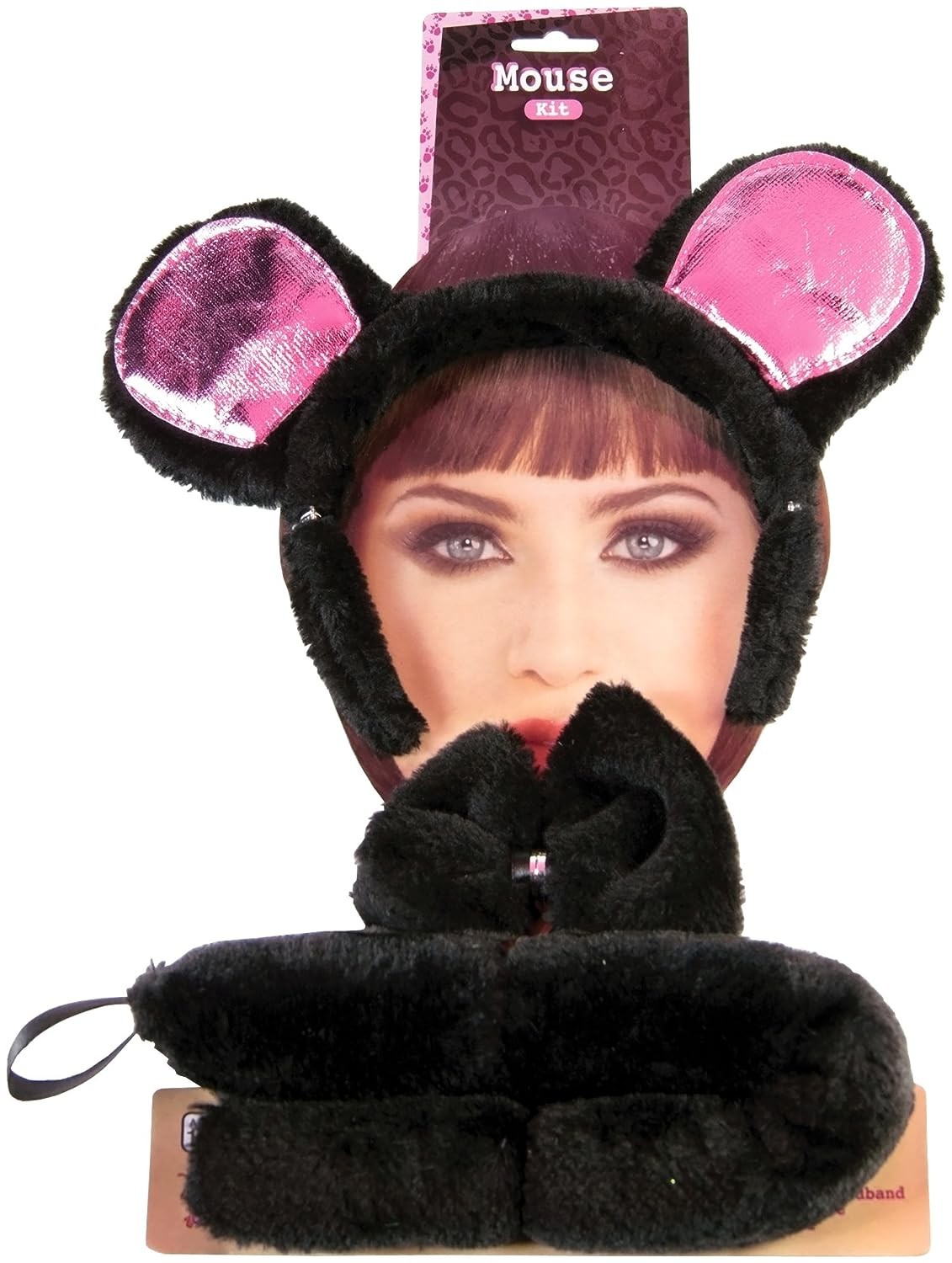 Mouse Kit Ears Tail Black Animal Fancy Dress Halloween Adult Costume Accessory