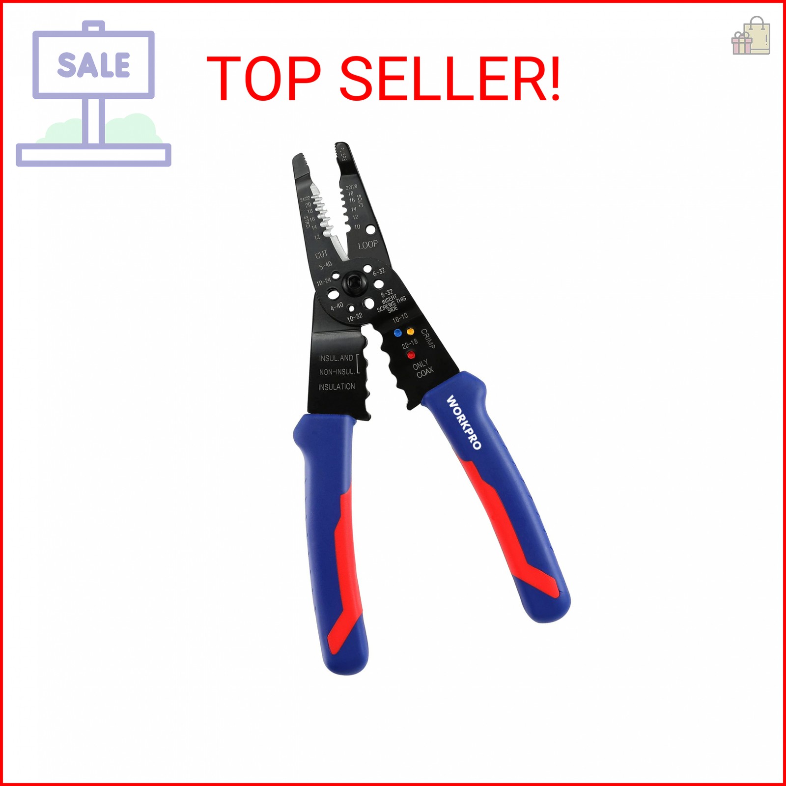 WORKPRO 8-Inch Wire Stripper, Multi-Tool Wire Cutter for Stripping, Cutting and