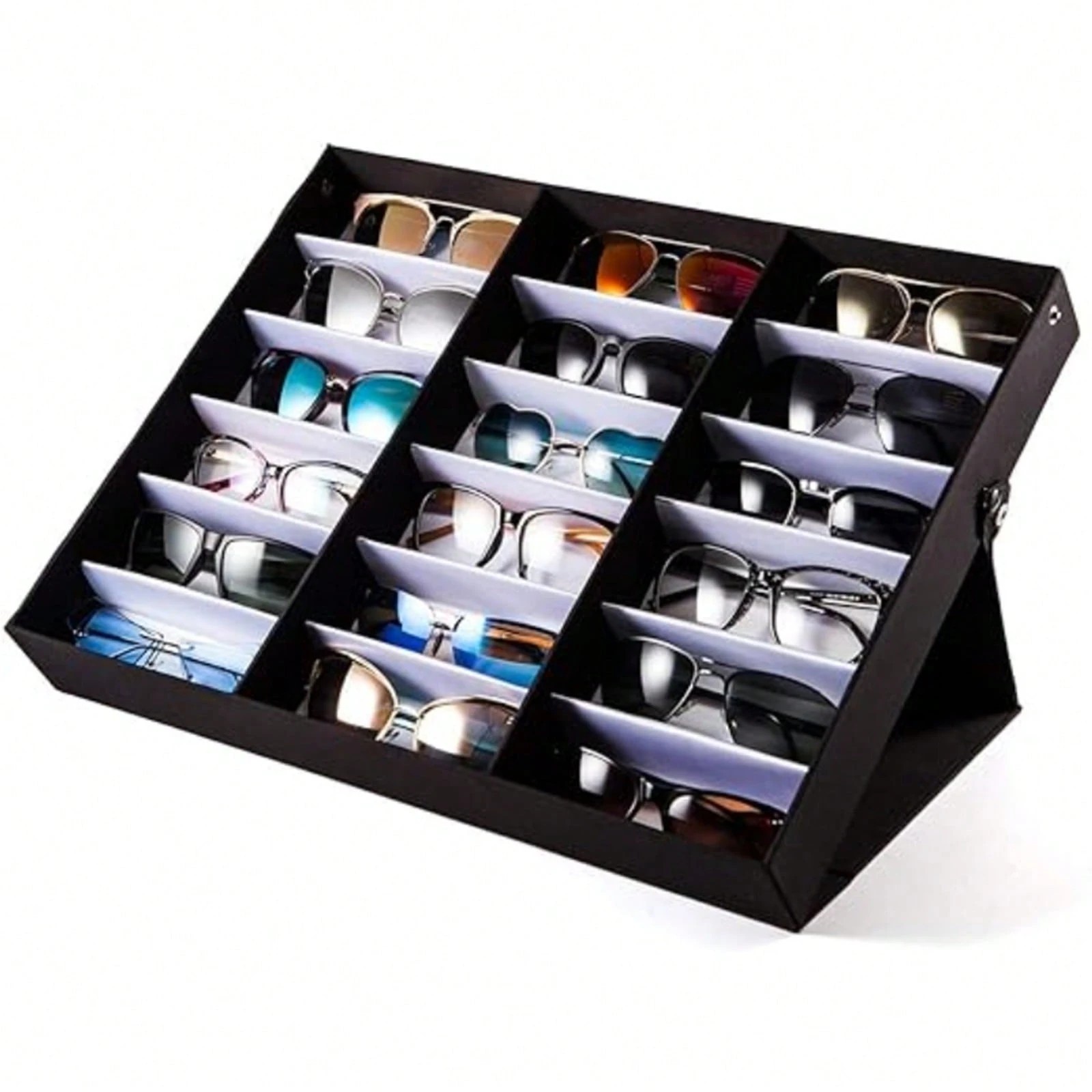 New 18 Slot Sunglasses Organizer Box Display Case Eyewear Storage Tray