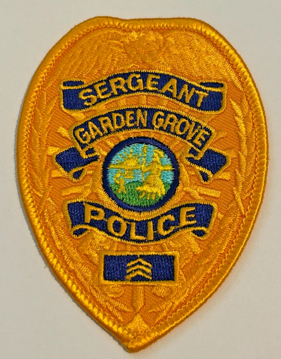 Vintage Garden Grove California Police Sergeant 3.5" Hat Vest Patch Unused