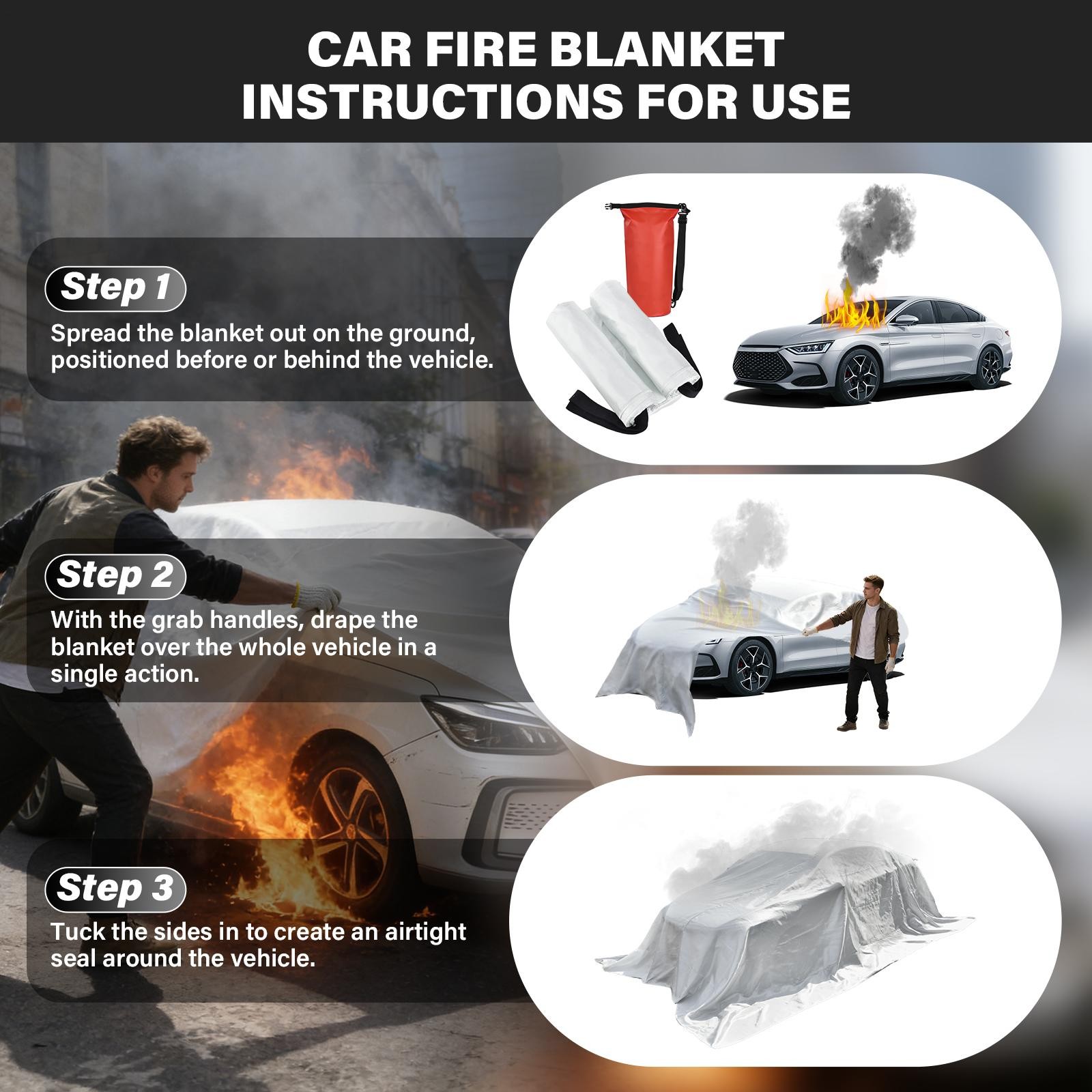 Car Fire Blanket, Large Fireproof Blanket Fire Extinguisher Blanket 13ftx19.6ft