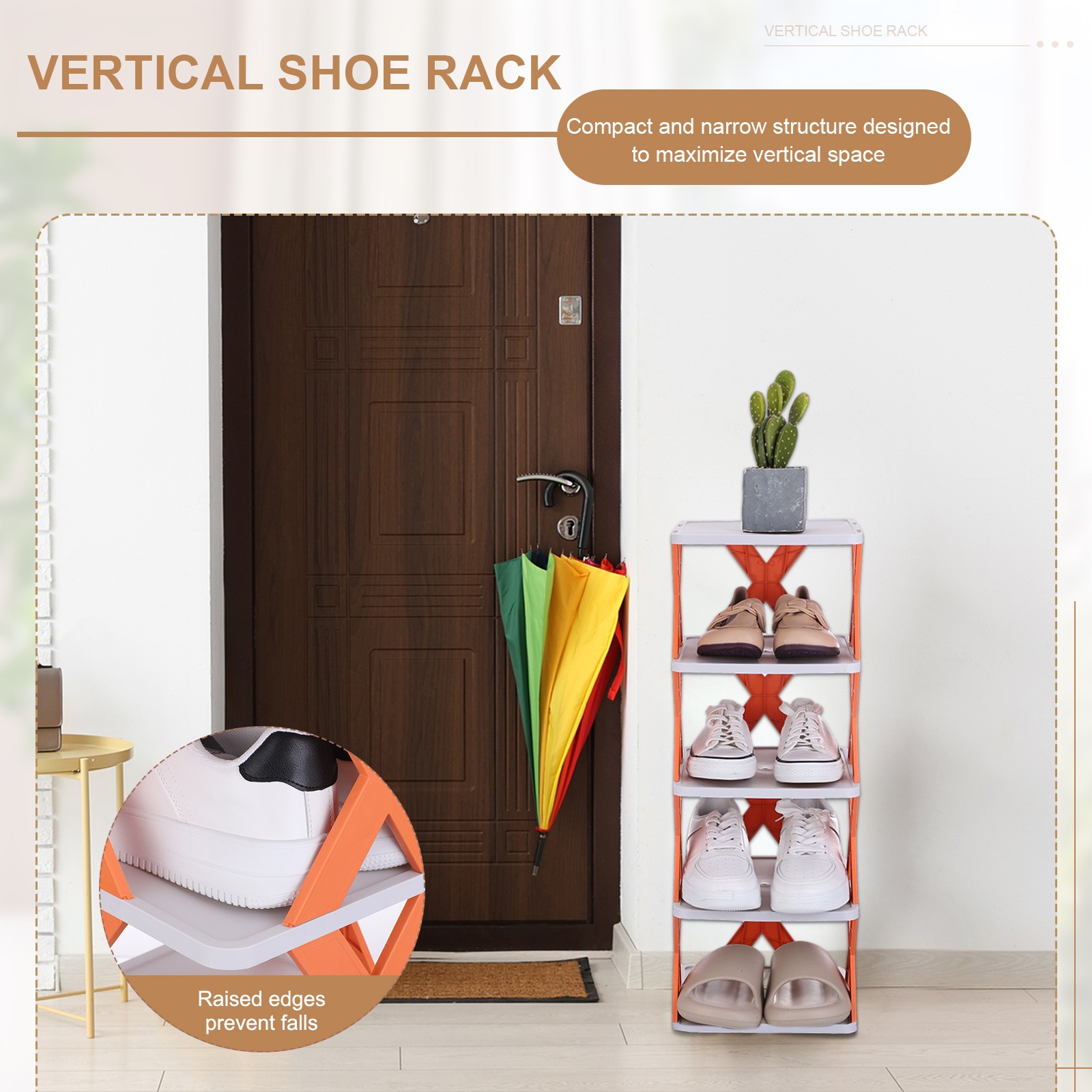 2-Tier Plastic Shoe Rack Vertical Shoe Rack Stackable for Closet Gray/White,