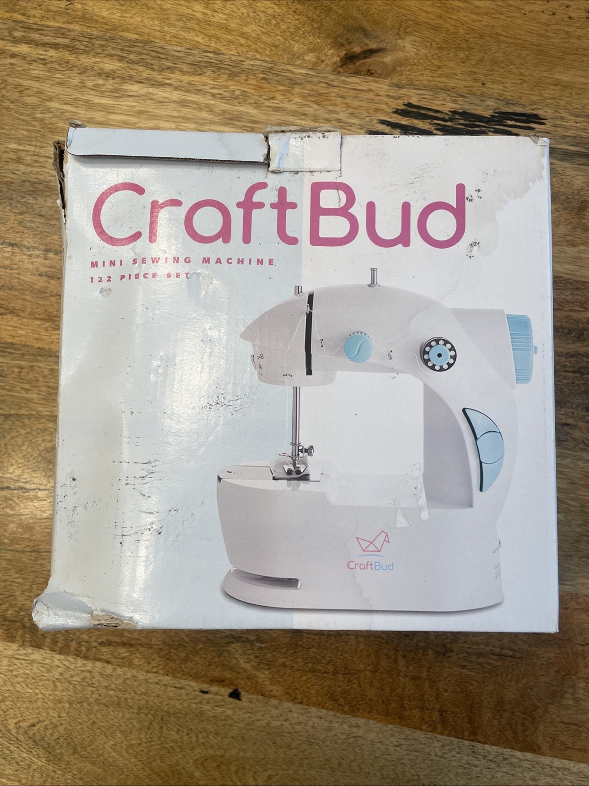 CraftBud Mini Sewing Machine for Beginners, Dual Speed Premium Set, White 122 Pc