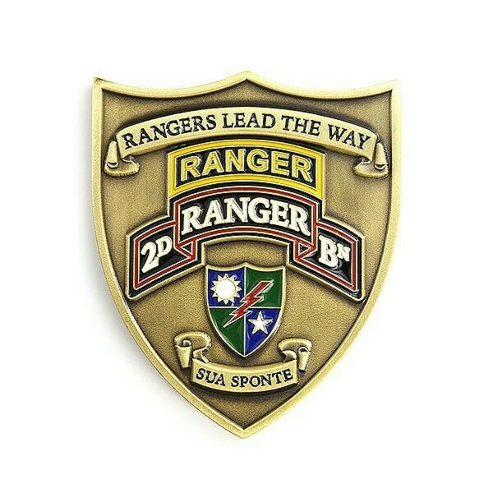 ARMY RANGER 2D 2ND BATTALION 2" SHIELD RANGERS LEAD THE WAY CHALLENGE COIN