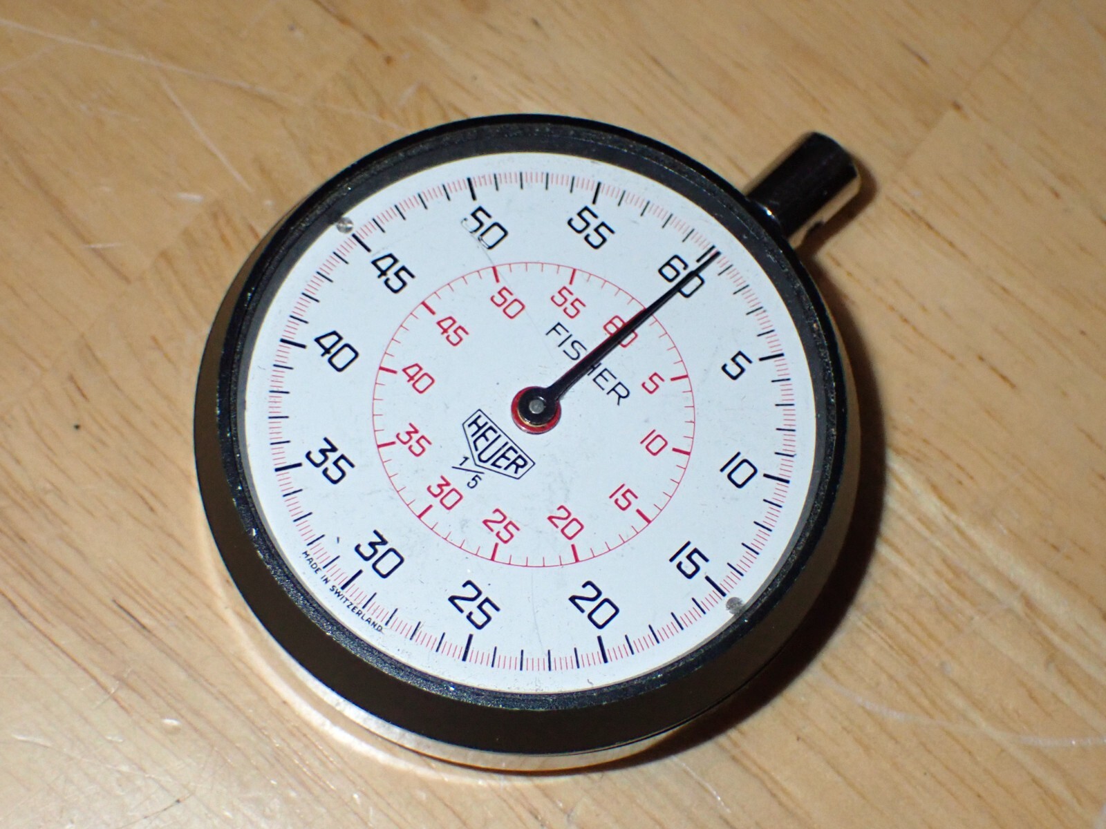 Vintage Fisher Heurer 7 Jewel 1/5 Stopwatch good balance Parts Repair Leonidas