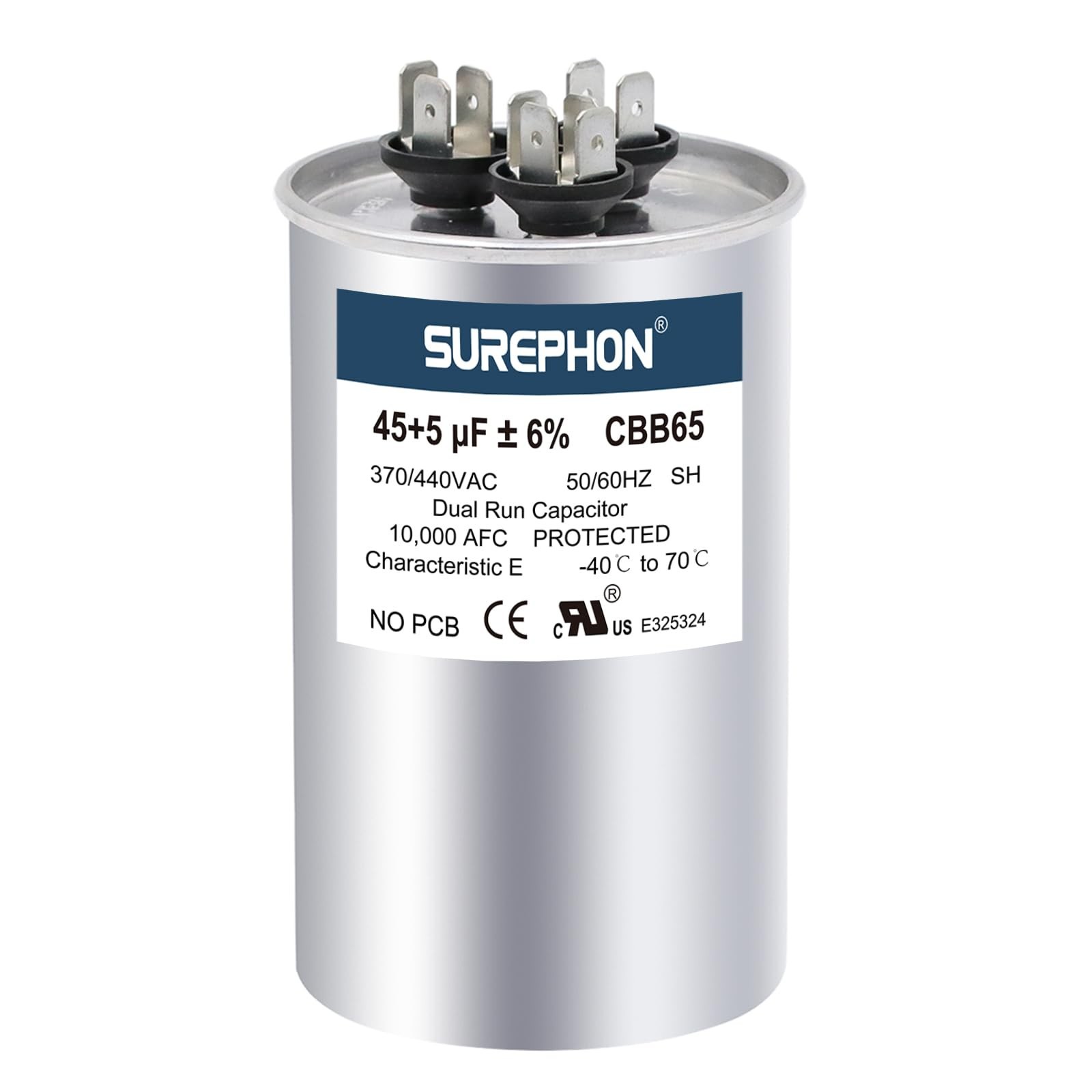 CBB65 Capacitor for ac 45/5 uf 45+5 MFD ±6% Run Dual 370-440 Volt, Works fo