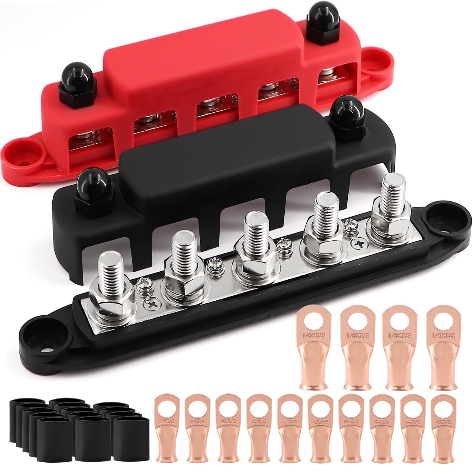 Tuijodaix 300A Bus Bar 5 Post 12V-48V DC Power Distribution Block,5 M10(3/8")