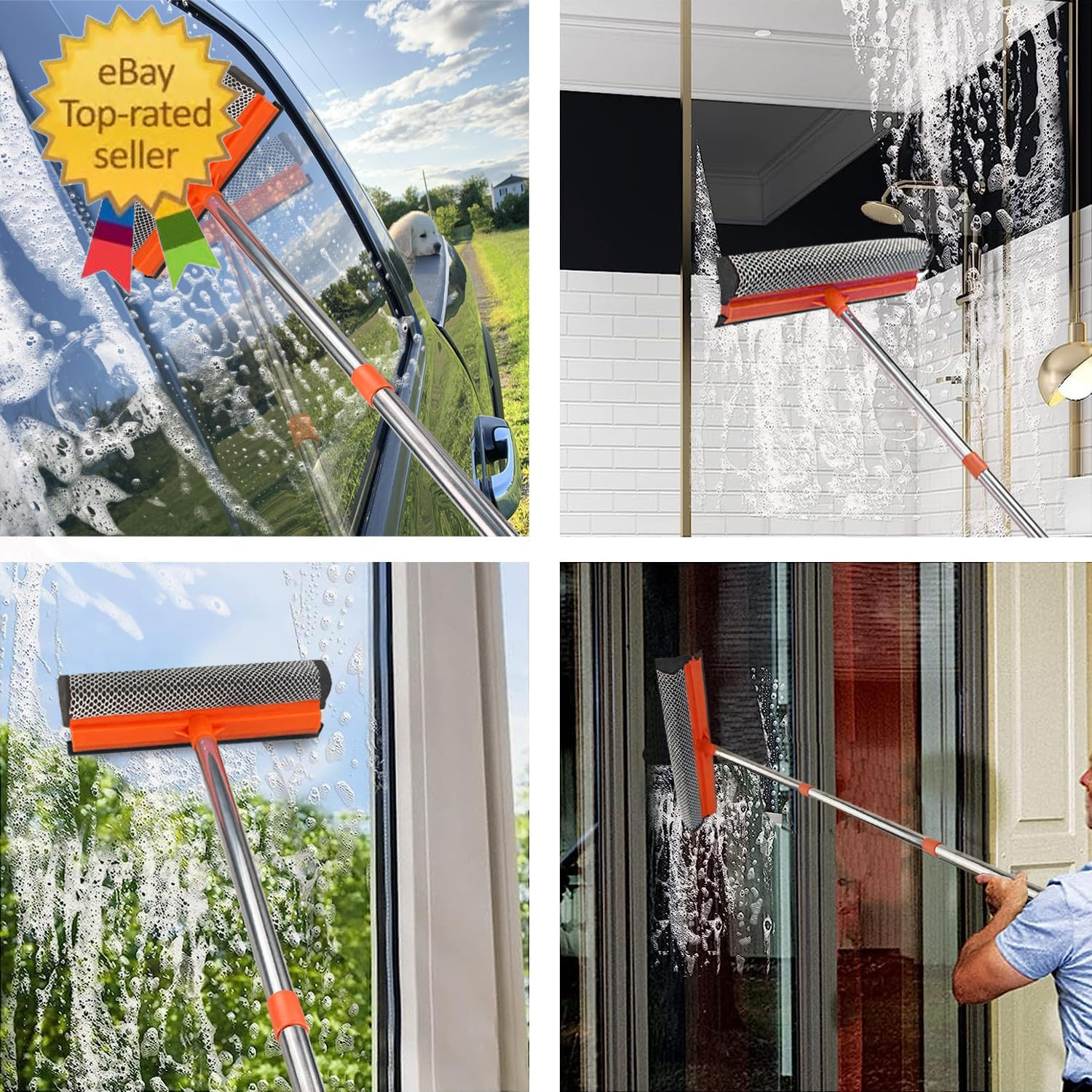 Window Squeegee for Window Cleaning, Squeegee Window Cleaner Tool 2 in 1 Car Win