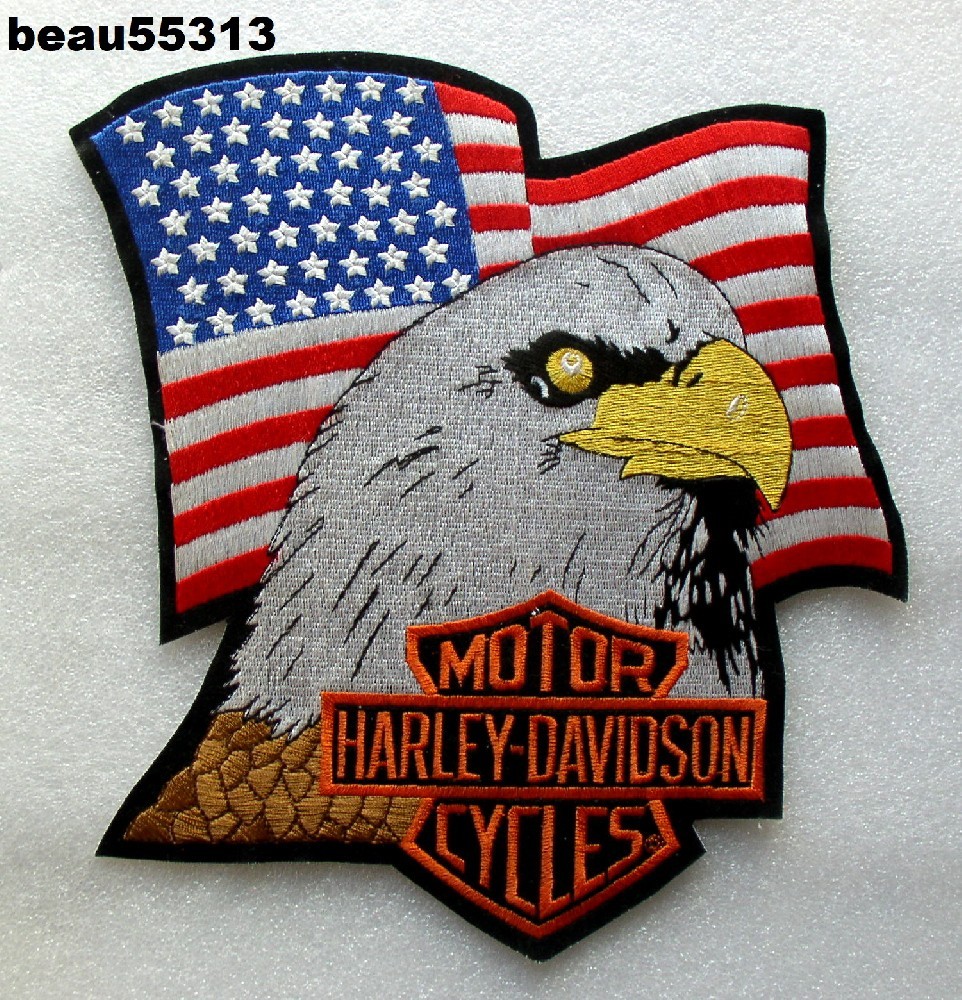 ⭐LARGE 7.5" x 9" HARLEY DAVIDSON "BAR & SHIELD EAGLE USA" VEST JACKET BACK PATCH