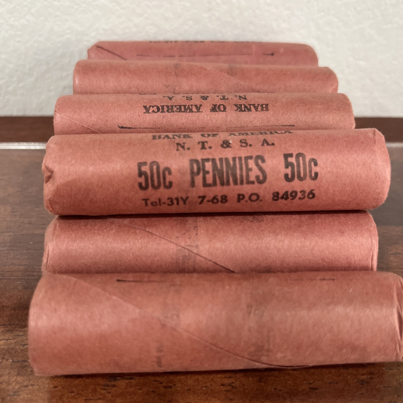 1968-S OBW Cent Roll, Uncirculated Penny Roll-Red Wrapped-Read Description