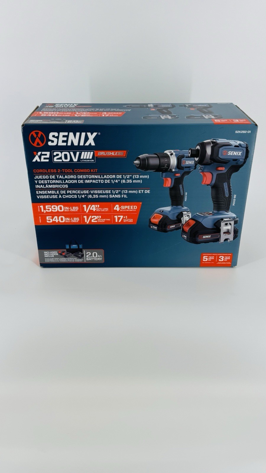 SENIX Tough Lightweight 20V Power Set with Keyless Hex Impact Driver