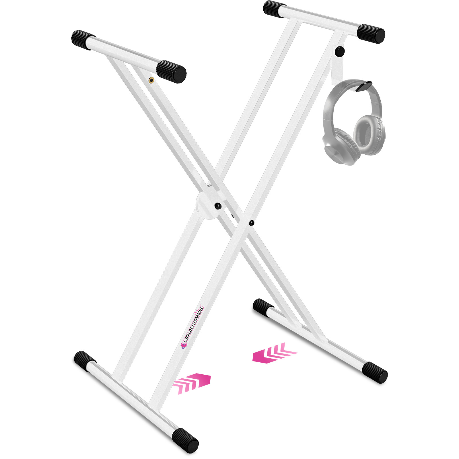 White X-Style Piano Keyboard Stand - Adjustable, Portable, Heavy-Duty for 54-88