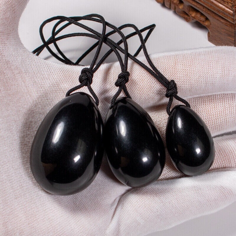Natural black obsidian yoni eggs jade crystal yoni egg for Kegel Exercise