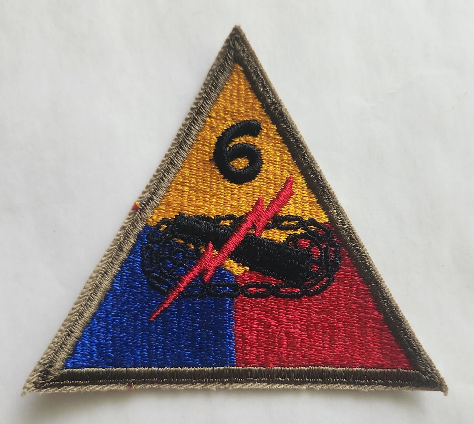 US ARMY 6TH ARMORED DIVISION SUPER SIXTH WWII  PATCH - USGI - MADE IN THE USA!