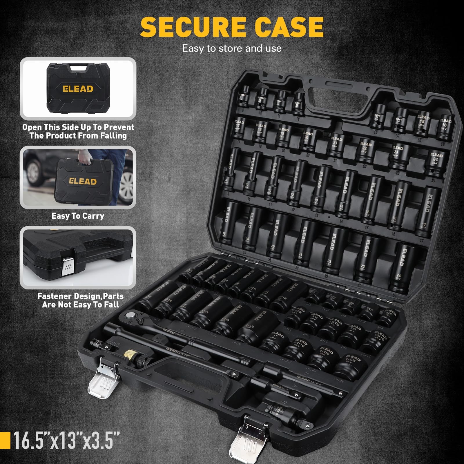 ELEAD 67 Piece 1/2" Drive Deep Impact 67pcs 1/2'' Socket Set
