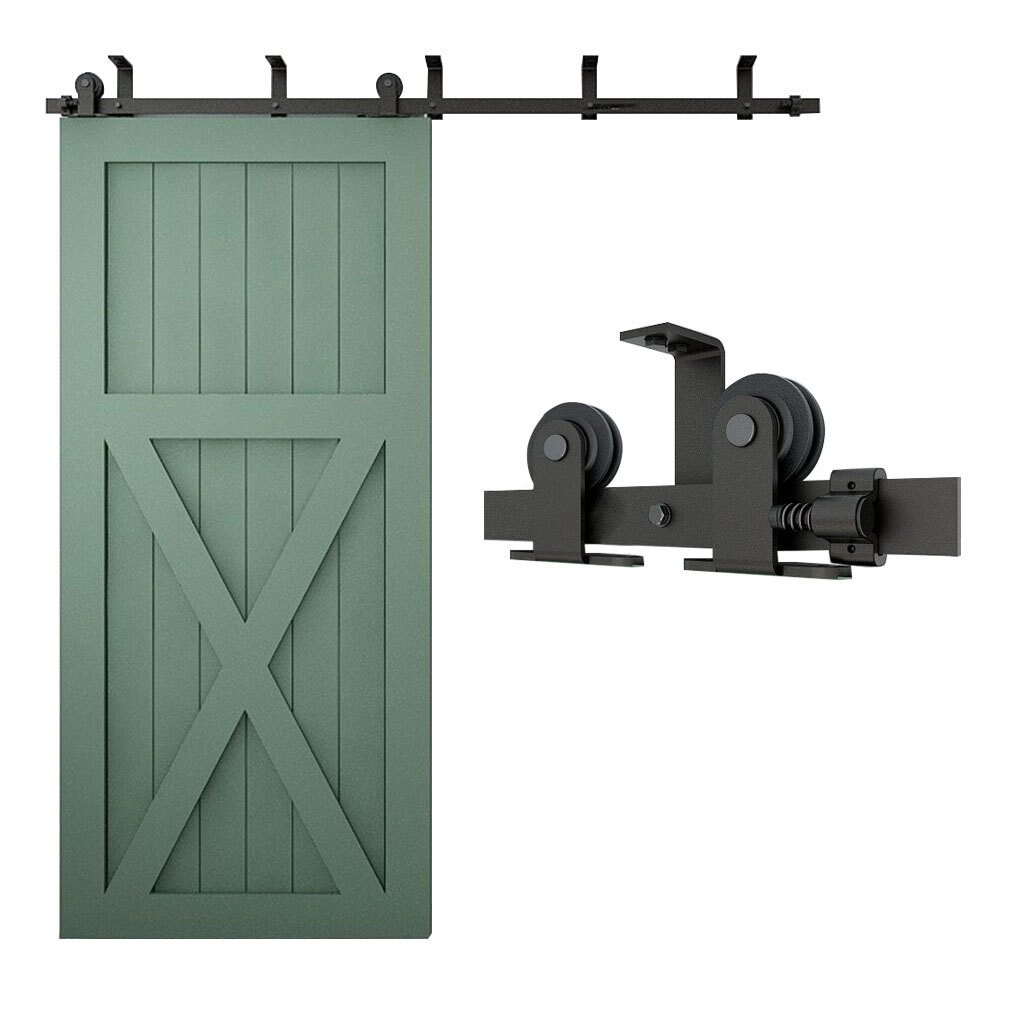 CCJH 4-20FT Ceiling Mount Sliding Barn Door Hardware Track Roller Kit Closet