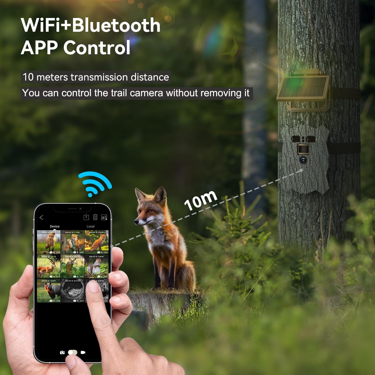 Trail Camera Solar Powered, 46MP 4K Game Wildlife Camera WIFI Night Vision