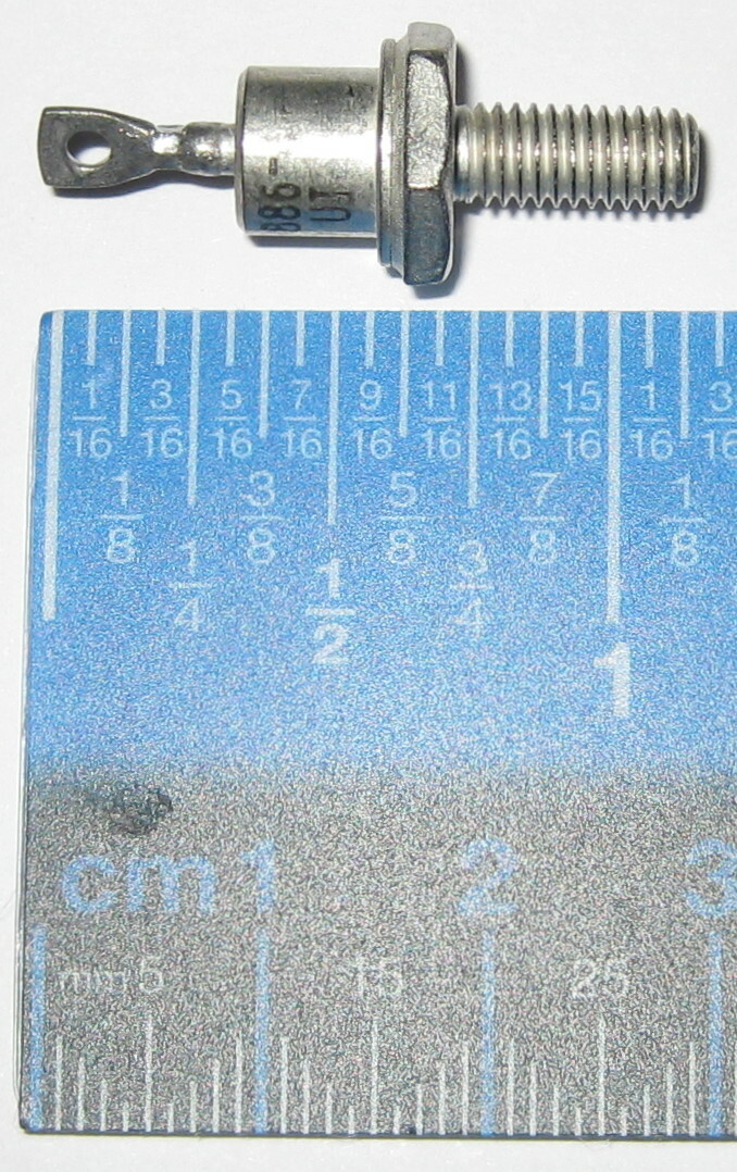 Compact Cathode Stud Power Supply Blocking Diode - 30 mm Long x 11 mm Dia.