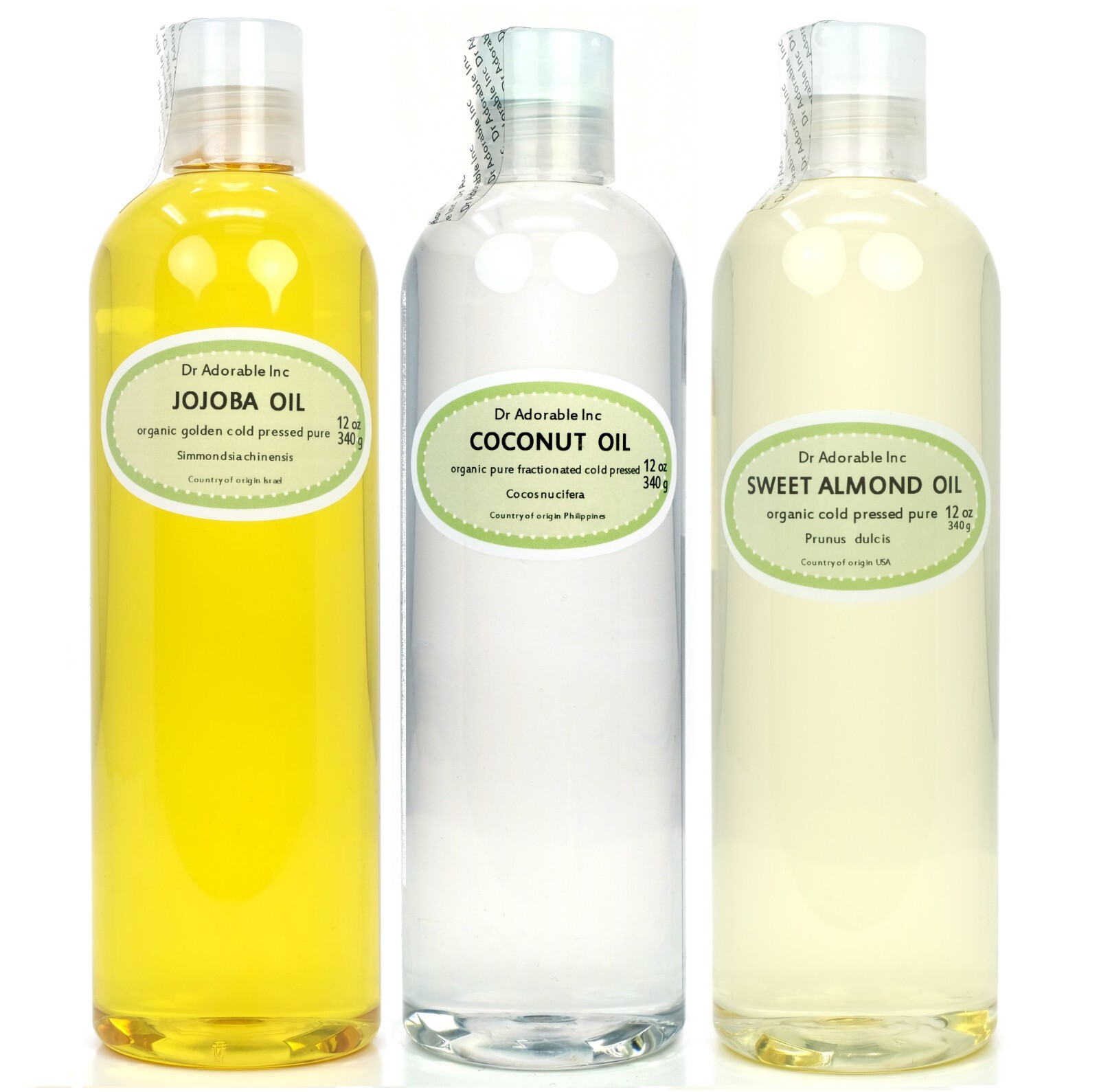 36 OZ ORGANIC PURE FRACTIONATED COCONUT OIL JOJOBA OIL SWEET ALMOND OIL
