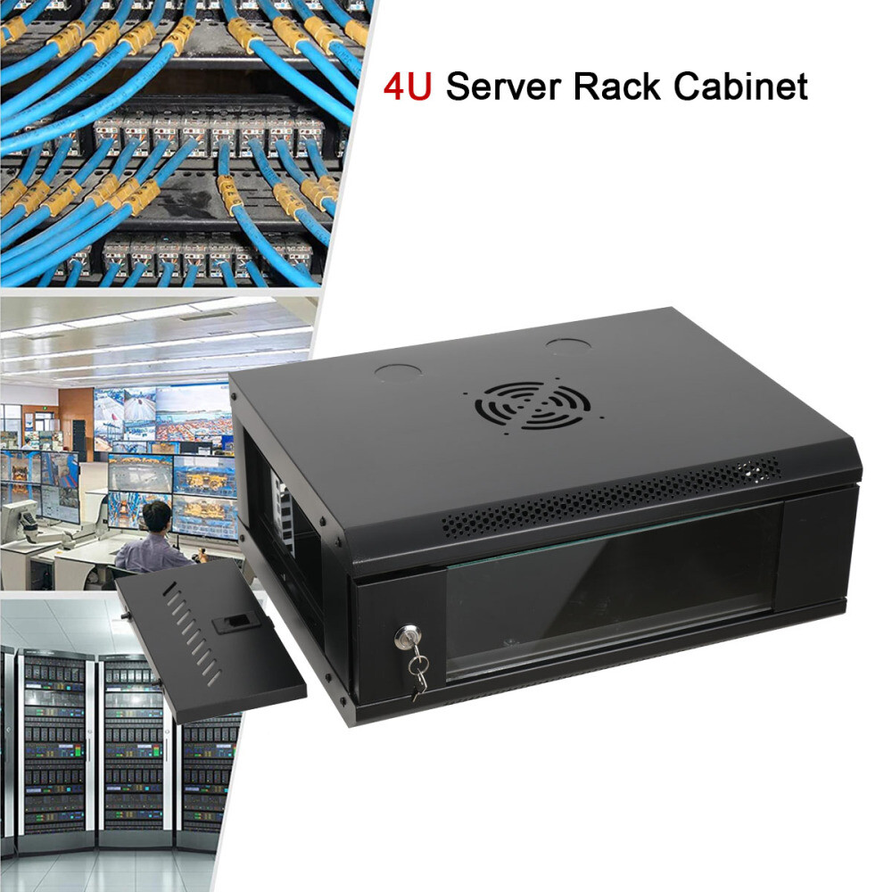 4U 22" Wall Mount Network Server Cabinet Enclosure Rack w/ Locking Lock & 2 Keys