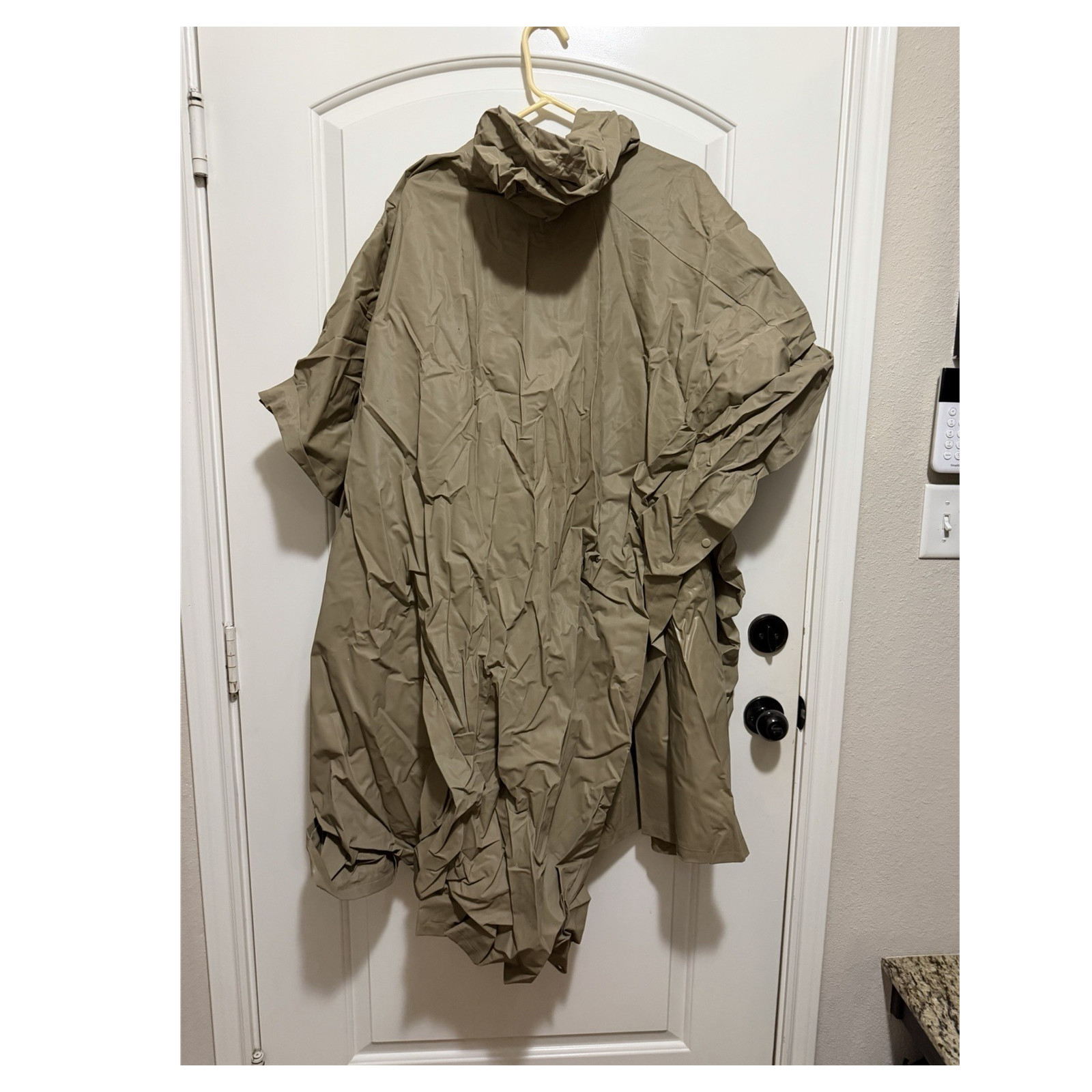 Stearns PVC Rain Poncho Beige Hooded Camping Outdoor with Carry Bag