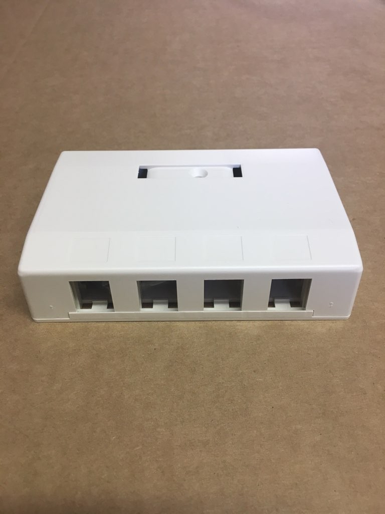 Hubbell ISB4OW Surface Mount Box 4-Port Keystone Office White Data Jack Housing